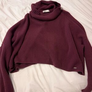 Hollister Ribbed Cowl Neck Sweater - Rich Burgundy